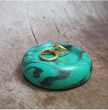 Bandeja Anillos Marmolado Mint Oscuro y Negro