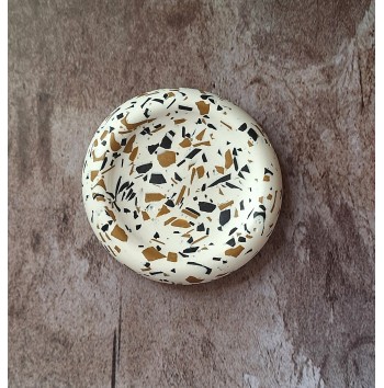Bandeja Anillos Terrazzo Negro y Ochre en Blanco