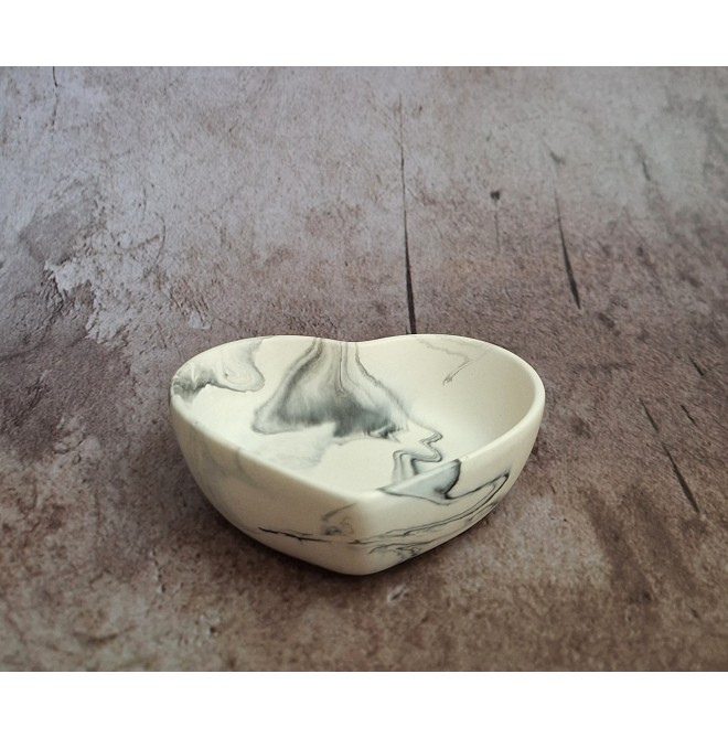 Cuenco Corazón Marmolado Blanco y Negro mod. I
