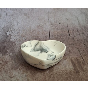 Cuenco Corazón Marmolado Blanco y Negro mod. I