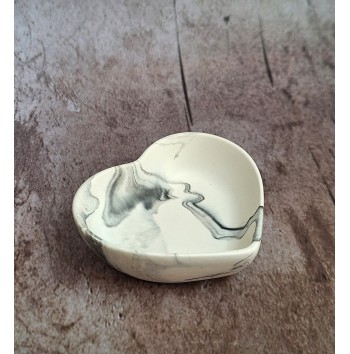 Cuenco Corazón Marmolado Blanco y Negro mod. I