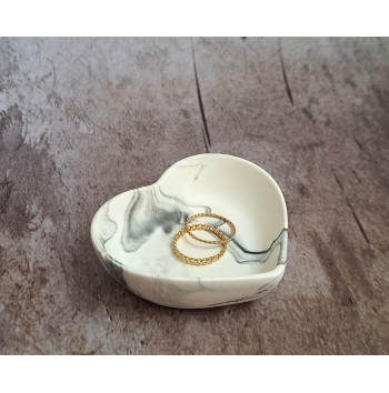 Cuenco Corazón Marmolado Blanco y Negro mod. I