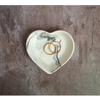 Cuenco Corazón Marmolado Blanco y Negro mod. I