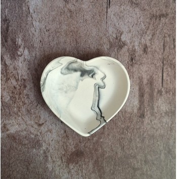 Cuenco Corazón Marmolado Blanco y Negro mod. I