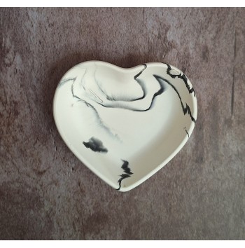Cuenco Corazón Marmolado Blanco y Negro mod. II