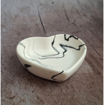 Cuenco Corazón Marmolado Blanco y Negro mod. II
