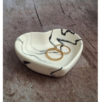 Cuenco Corazón Marmolado Blanco y Negro mod. II
