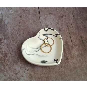 Cuenco Corazón Marmolado Blanco y Negro mod. II