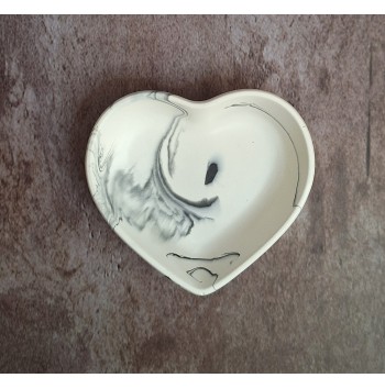 Cuenco Corazón Marmolado Blanco y Negro mod. III