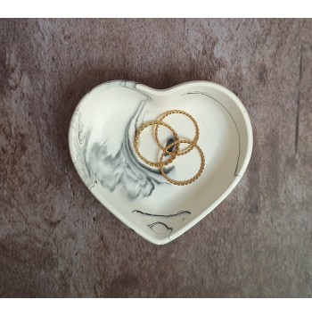 Cuenco Corazón Marmolado Blanco y Negro mod. III