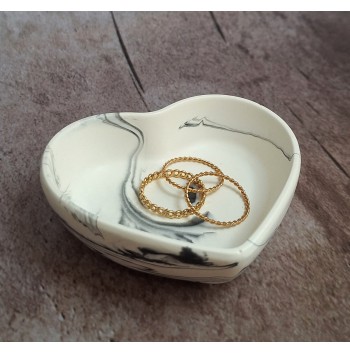 Cuenco Corazón Marmolado Blanco y Negro mod. III