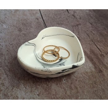 Cuenco Corazón Marmolado Blanco y Negro mod. III