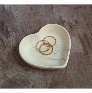 Cuenco Corazón Marmolado Blanco y Negro mod. IV