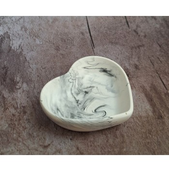 Cuenco Corazón Marmolado Blanco y Negro mod. V