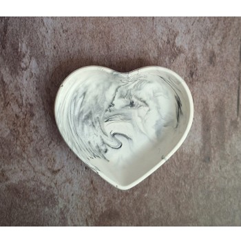 Cuenco Corazón Marmolado Blanco y Negro mod. V