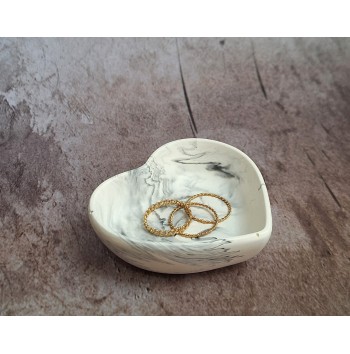 Cuenco Corazón Marmolado Blanco y Negro mod. V