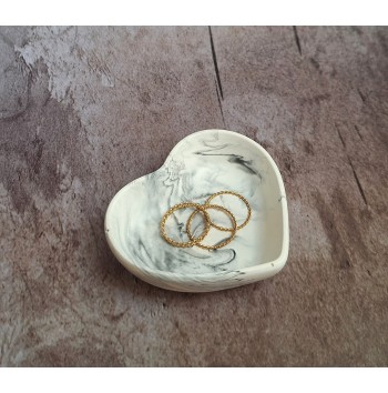 Cuenco Corazón Marmolado Blanco y Negro mod. V