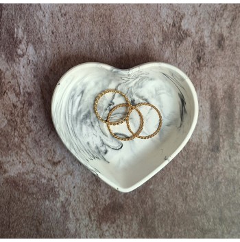 Cuenco Corazón Marmolado Blanco y Negro mod. V