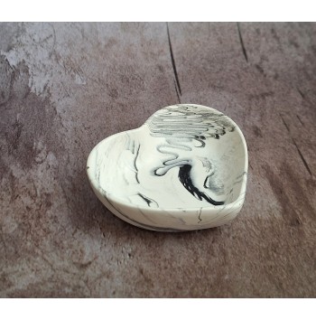 Cuenco Corazón Marmolado Blanco y Negro mod. VI