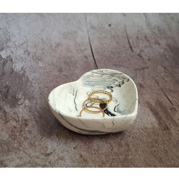 Cuenco Corazón Marmolado Blanco y Negro mod. VI