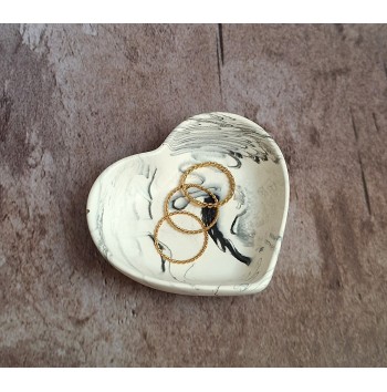 Cuenco Corazón Marmolado Blanco y Negro mod. VI