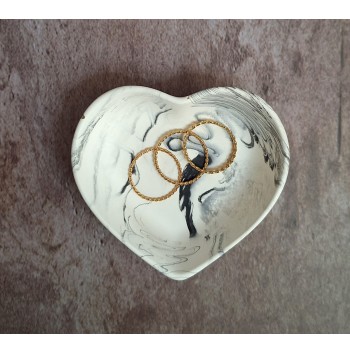 Cuenco Corazón Marmolado Blanco y Negro mod. VI