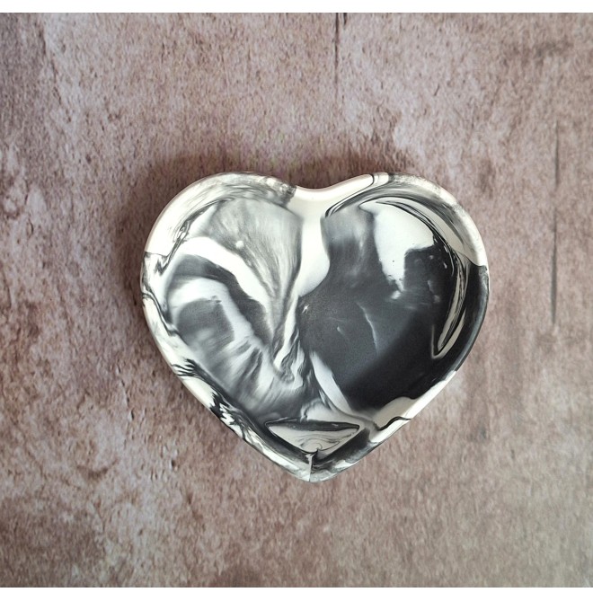 Cuenco Corazón Marmolado Blanco y Negro mod. VII