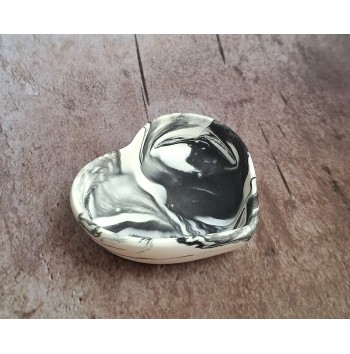 Cuenco Corazón Marmolado Blanco y Negro mod. VII