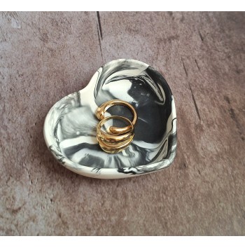 Cuenco Corazón Marmolado Blanco y Negro mod. VII