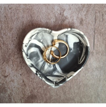 Cuenco Corazón Marmolado Blanco y Negro mod. VII