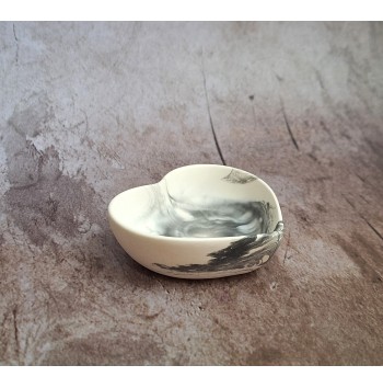 Cuenco Corazón Marmolado Blanco y Negro mod. VIII
