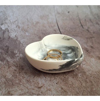 Cuenco Corazón Marmolado Blanco y Negro mod. VIII