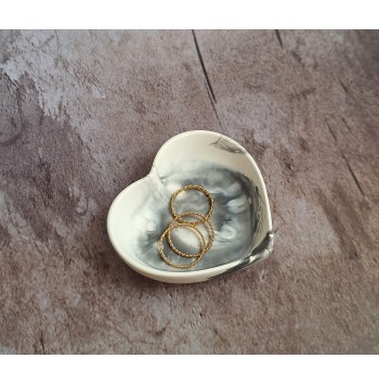 Cuenco Corazón Marmolado Blanco y Negro mod. VIII