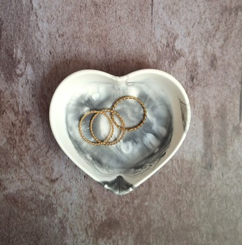 Cuenco Corazón Marmolado Blanco y Negro mod. VIII