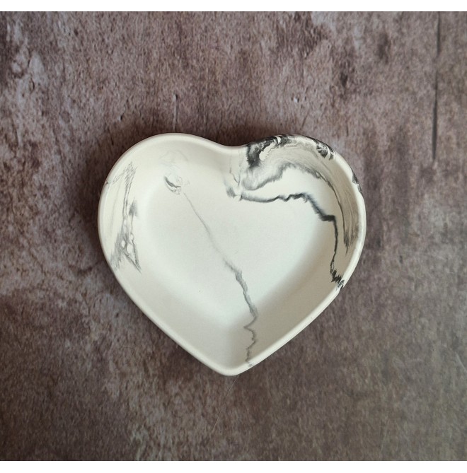 Cuenco Corazón Marmolado Blanco y Negro mod. IX
