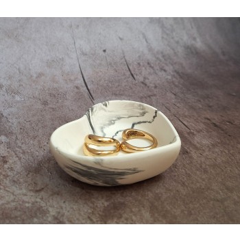 Cuenco Corazón Marmolado Blanco y Negro mod. IX