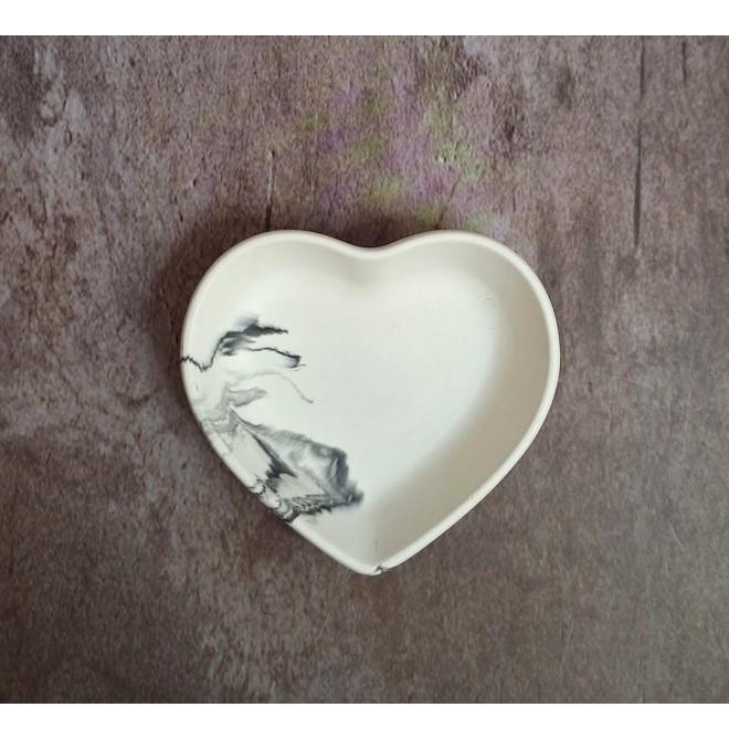 Cuenco Corazón Marmolado Blanco y Negro mod. X