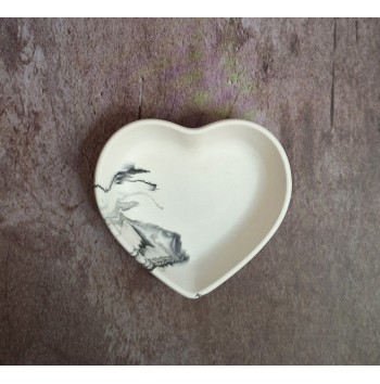 Cuenco Corazón Marmolado Blanco y Negro mod. X