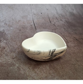 Cuenco Corazón Marmolado Blanco y Negro mod. X