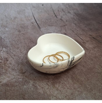 Cuenco Corazón Marmolado Blanco y Negro mod. X