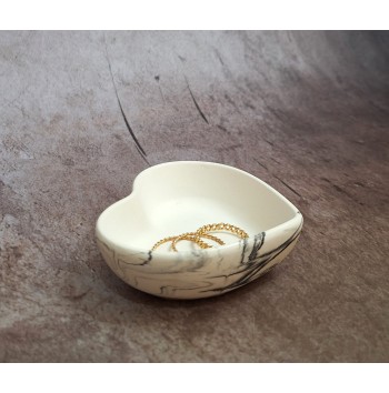 Cuenco Corazón Marmolado Blanco y Negro mod. X