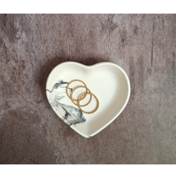Cuenco Corazón Marmolado Blanco y Negro mod. X