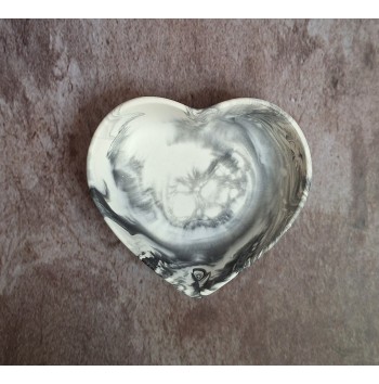 Cuenco Corazón Marmolado Blanco y Negro mod. XI