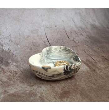 Cuenco Corazón Marmolado Blanco y Negro mod. XI