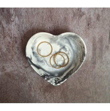 Cuenco Corazón Marmolado Blanco y Negro mod. XI