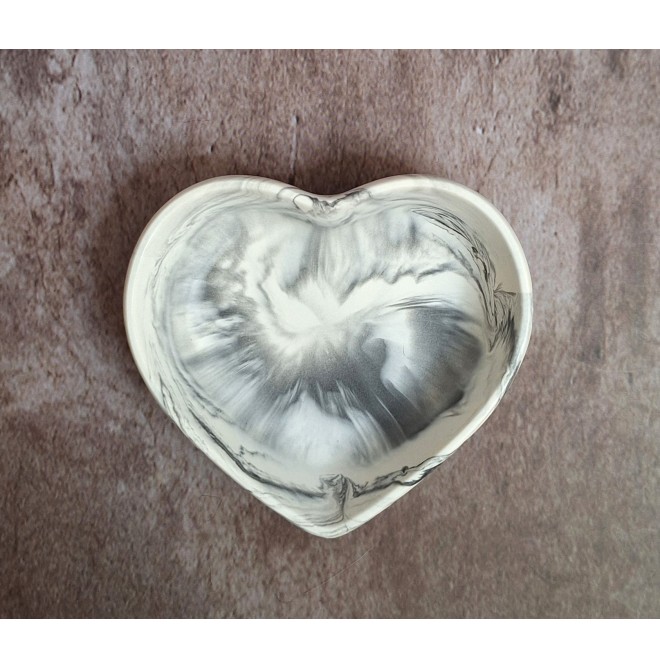 Cuenco Corazón Marmolado Blanco y Negro mod. XII