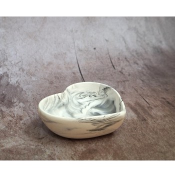 Cuenco Corazón Marmolado Blanco y Negro mod. XII