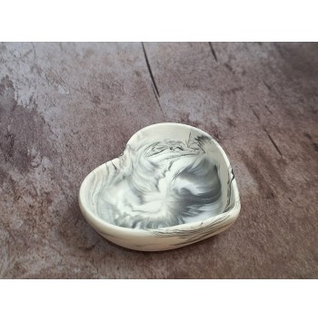 Cuenco Corazón Marmolado Blanco y Negro mod. XII