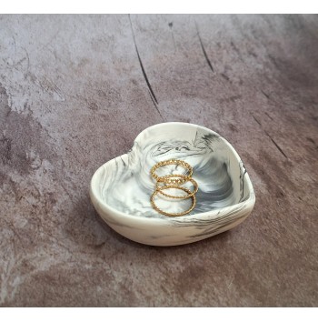 Cuenco Corazón Marmolado Blanco y Negro mod. XII