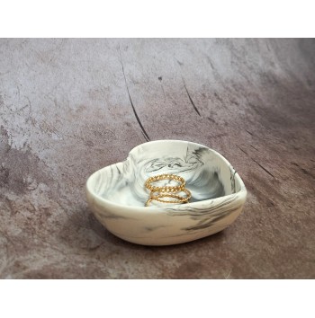 Cuenco Corazón Marmolado Blanco y Negro mod. XII